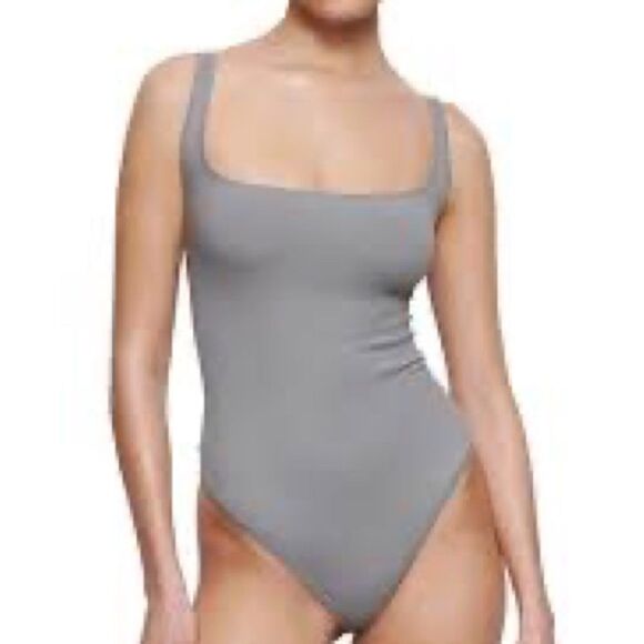 SKIMS Cotton Rib Thong Bodysuit in Pacific, NWT - Picture 1 of 8